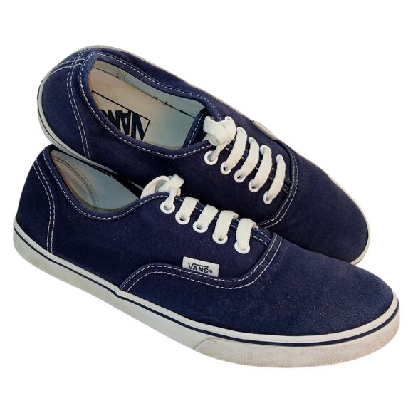 Vans Off the Wall Womens Dark Blue Canvas Lace Up Sneakers - Size 8.5 - Picture 2 of 8